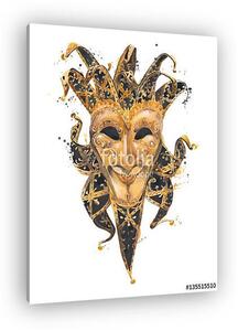 Masquerade maszk akvarell illusztráció elszigetelt fehér backgr (vászonkép)
