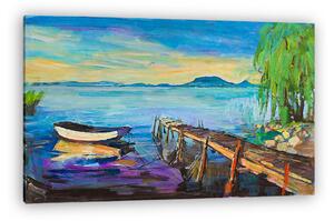 Nyári Balaton - Csónak a mólónál (vászonkép)