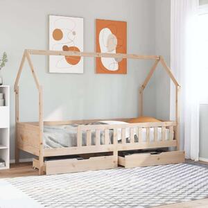 VidaXL tömör fenyőfa gyerekágy keret fiókkal 90x190 cm