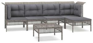 Polyrattan Kerti Ülőgarnitúra - 6 részes - Szürke