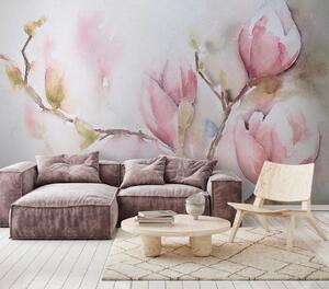 Fotótapéta Akvarell festmény rózsaszín virágok, Designer fali fotótapéta, Népszerű fotótapéta, u53757 - Tapeko.hu