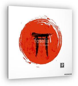 Torii kapuk és piros felkelő nap (vászonkép)