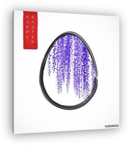 Húsvéti kártya, tojással és wisteria virágokkal, kézzel húzva a (vászonkép)