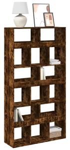 Fa Könyvespolc - 15 Rekeszes - Füstös Tölgy - 100x33x187,5cm