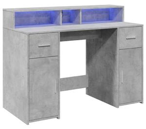 VidaXL LED-es Íróasztal - 120x55x91 cm - Betonszürke
