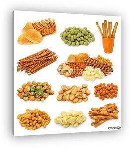 Snack gyűjtemény elszigetelt fehér háttérrel (vászonkép)