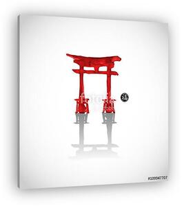 Fekete szent torii kapuk vízben. A hagyományos japán tintafájdal (vászonkép)