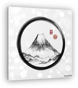 Fujiyama hegy fekete enso zen körben (vászonkép)