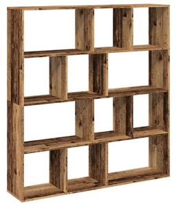 Vidaxl Antik Fa Könyvespolc - 12 Rekesz - 132x29x141,5cm