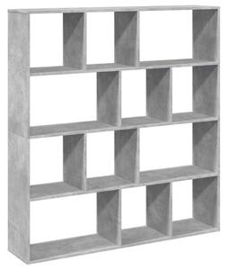 Fa Könyvespolc - 12 Rekesz - Beton Szürke - 132cm