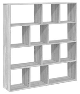 VidaXL Fa Könyvespolc - 12 Rekeszes - Szürke Sonoma - 132x29x141,5cm