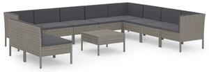 Polyrattan Kerti Ülőgarnitúra - 11 részes - Szürke