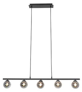 Modern fekete függőlámpa 100 cm 5-lámpás füstüveggel - Athén