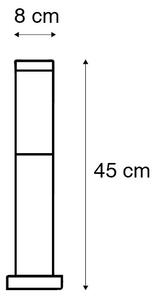 Kültéri lámpaoszlop acél 45 cm IP44 - Rox talp és kábelátvezetéssel