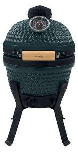 Faszén grill H.Koenig, Japanese Kamado BBQ 13", főzőfelület 26 cm, füstölés, sütés, lassú főzés, beépített hőmérő, bambusz fogantyú, kerámia test, levegő bemeneti és kimeneti nyílások, rozsda