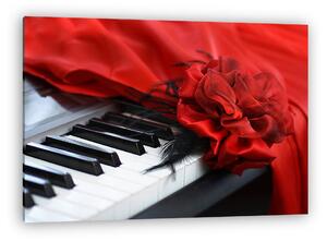 Piano keys közelkép gyönyörű női piros koncert ruha af (vászonkép)