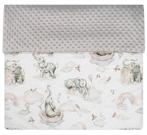 Gyermek pléd Minky New Baby Minkyből Elefántok fehér-szürke 80x102 cm