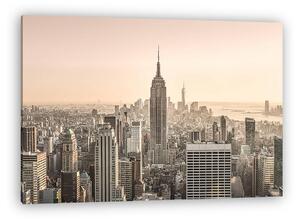 New York City. Manhattan belvárosában a napfény megvilágította E (vászonkép)