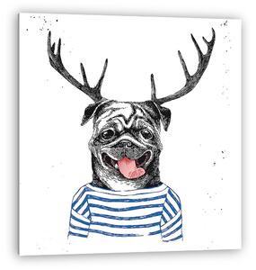 Kézzel rajzolt mopsz öltözött hipster stílusban (vászonkép)