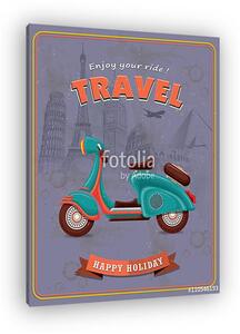 Vintage Travel scooter plakáttervezés (vászonkép)