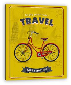 Vintage Travel bicikli plakát kialakítása (vászonkép)