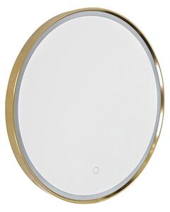 Fürdőszobai tükör rézszínű 50 cm LED-del, 3 fokozatban dimmelhető, érintésérzékelős, kerek - Miral