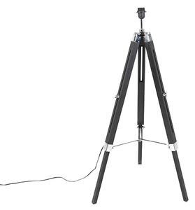Állólámpa háromlábú fekete, fehér vászon árnyékolóval 45 cm