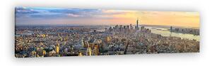 Manhattan panoráma a naplemente légi felvételen, New York, Egyes (vászonkép)