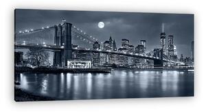 New York-i éjszakai panoráma a holddal az égen (vászonkép)