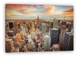 Napnyugta kilátás New York City városára, Manhattan felett (vászonkép)