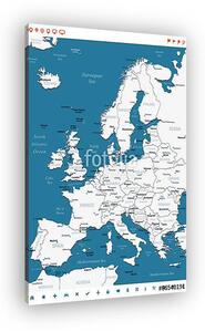 Európa - térkép és navigációs címkék - illustration.Image contai (vászonkép)