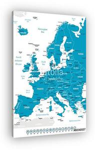 Európa - térkép és navigációs címkék - illustration.Image contai (vászonkép)