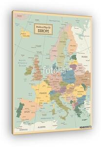 Európa-nagyon részletes térkép. (vászonkép)