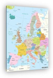 Európa-nagyon részletes térkép. (vászonkép)