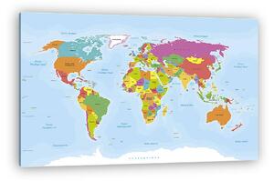 Világtérkép világtérkép. Vektorizált francia szövegek (vászonkép)