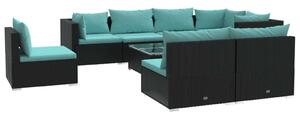 VidaXL Polyrattan Kerti Ülőgarnitúra - 9 részes - Fekete