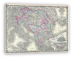 Régi térkép: Osztrák-Magyar Monarchia, Törökország és Görögorszá (vászonkép)