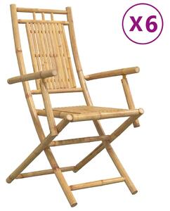 VidaXL 6 db összecsukható bambusz kerti szék 53 x 66 x 99 cm