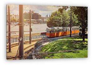 Tram a városban Budapest Magyarország városi nyári táj Európa. (vászonkép)
