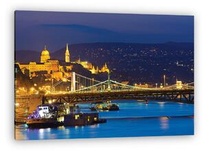 Bridges és Castle Hill éjszakai kilátás Budapesten (vászonkép)