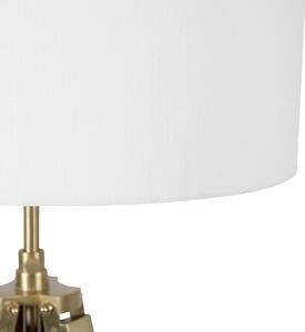 Vintage sárgaréz állólámpa ernyővel fehér 50 cm-es állvány - Cortin