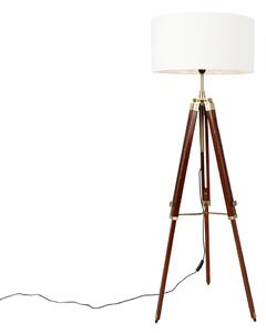 Vintage sárgaréz állólámpa ernyővel fehér 50 cm-es állvány - Cortin