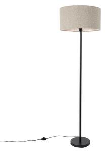 Állólámpa fekete boucle árnyékolóval, taupe, 50 cm - Simplo