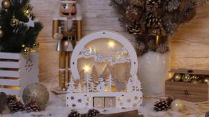 Tracon CHRACSM8WW Led karácsonyi kocka naptár, tájkép, fa, elemes Timer 6+18h,8LED, meleg fehér ( 3000K ) színhőmérséklettel, 2xAAA
