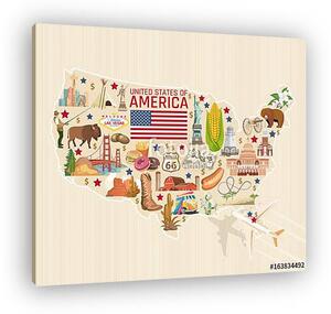 Üdvözöljük az USA-ban. Amerikai Egyesült Államok poszter. Vektor (vászonkép)
