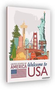 Üdvözöljük az USA-ban. Amerikai Egyesült Államok poszter. Vektor (vászonkép)