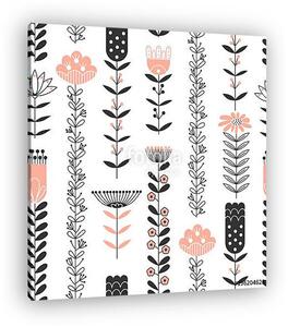 Pattern with black and pink flowers (vászonkép)