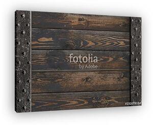 Medieval metal frame over wooden planks 3d illustration (vászonkép)