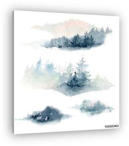 Artwork. Background painted with watercolor. Wild nature, frozen (vászonkép)