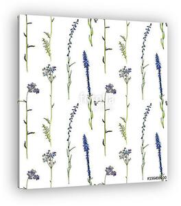 Seamless pattern with watercolor drawing flowers and plants (vászonkép)